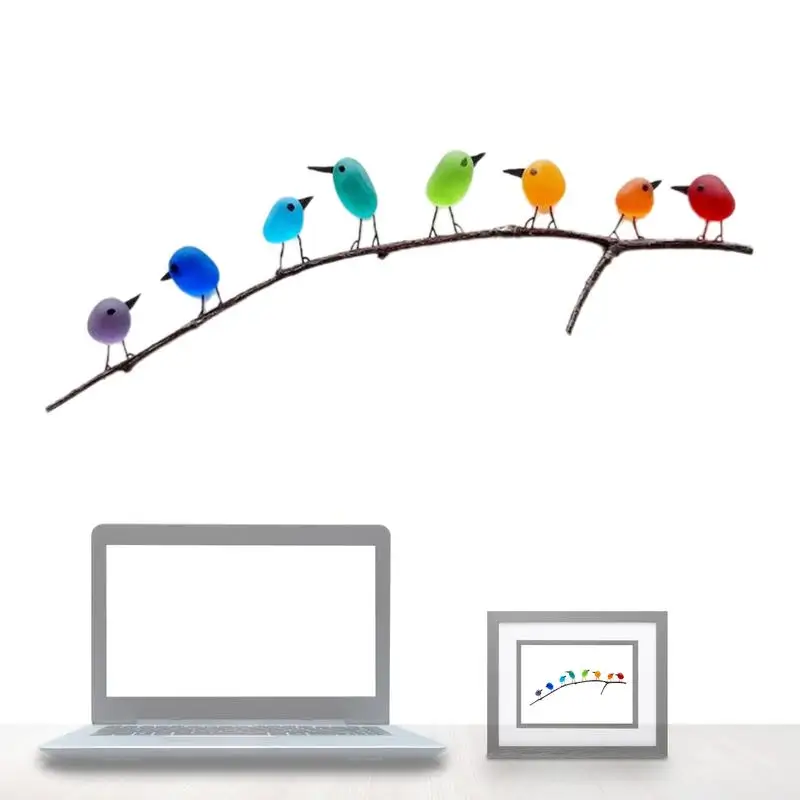 

Glass Birds On Branch Wall Art Decor Sea Glass Birds Shape Window Wall Hangings Rainbow Bird Stained Rainbow Birds On Branches