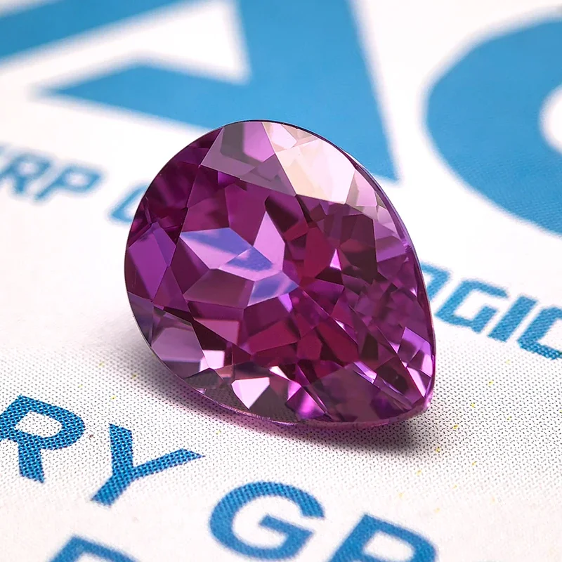 Lab Grown Sapphire Purplish Red Color Pear Shape Top Quality Charm Beads for Diy Jewelry Making Ring Selectable  AGL Certificate