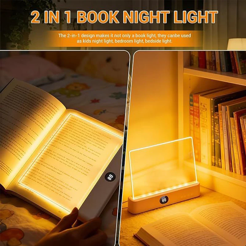 Rechargeable Dimmable LED Reading Light with Smart Bookmark Functionality