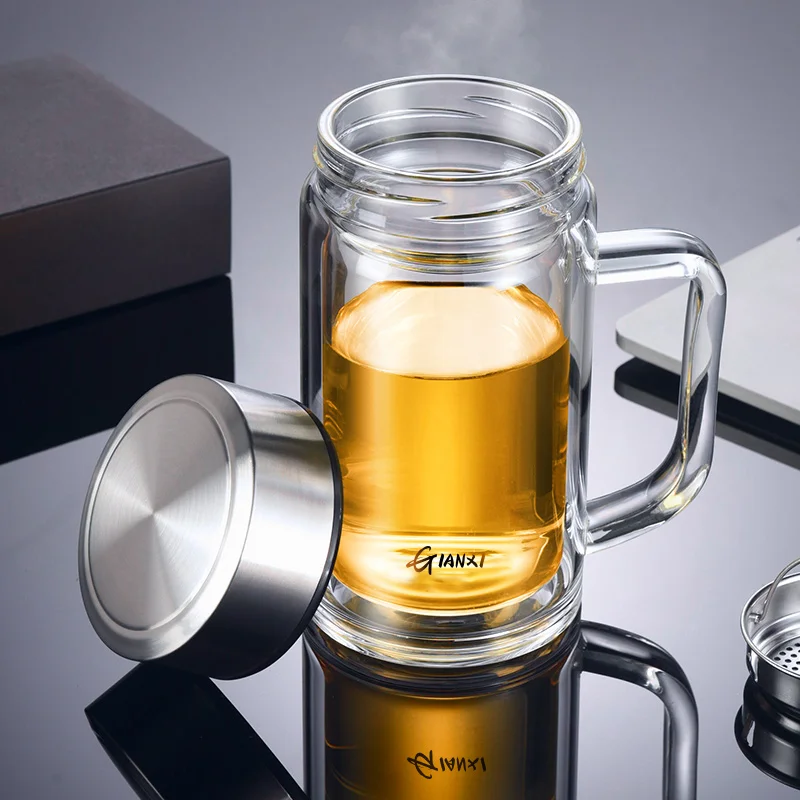tea cup GIANXI Double Layer Thickened Heat-Resistant Glass Glass Mug Tea Mugs Cup For Tea Vacuum Anti Scalding High Boron Silicon