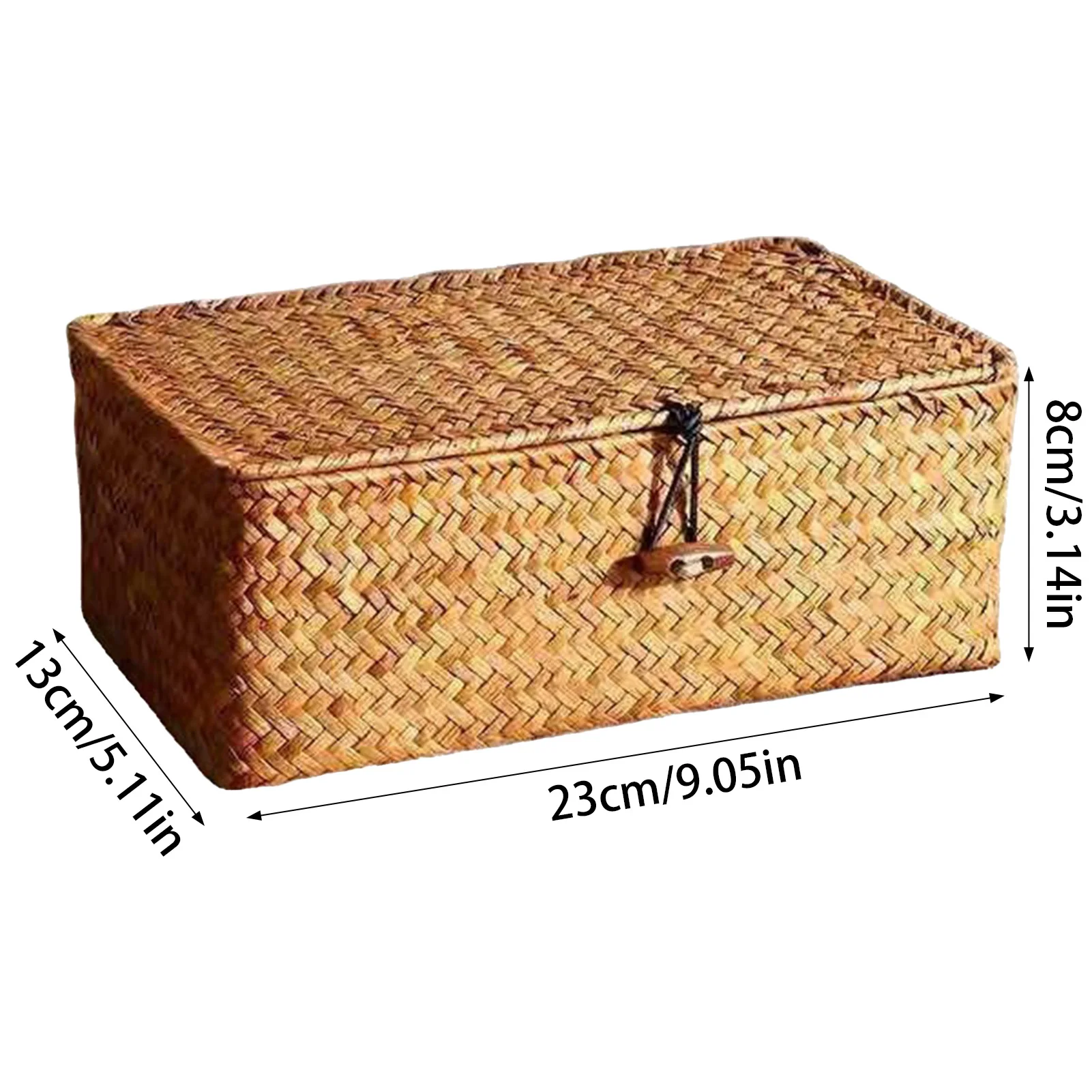 Traditional Braided Straw Box with Lid Handcrafted Decorative - Image 3