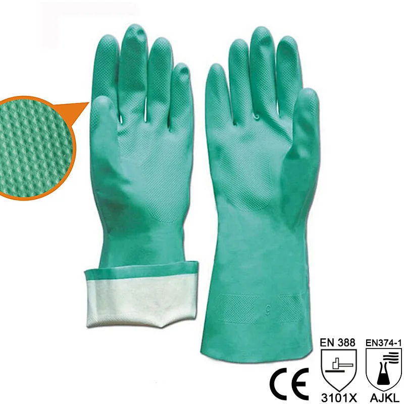 Nitrile Waterproof Slip Resistant Chemical Gloves