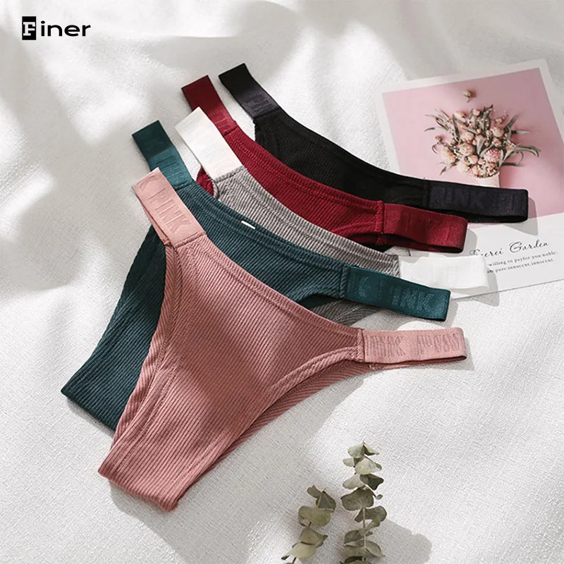 Fashion Cotton Bikini Panties Women Thong Comfort Pink Female Underwear