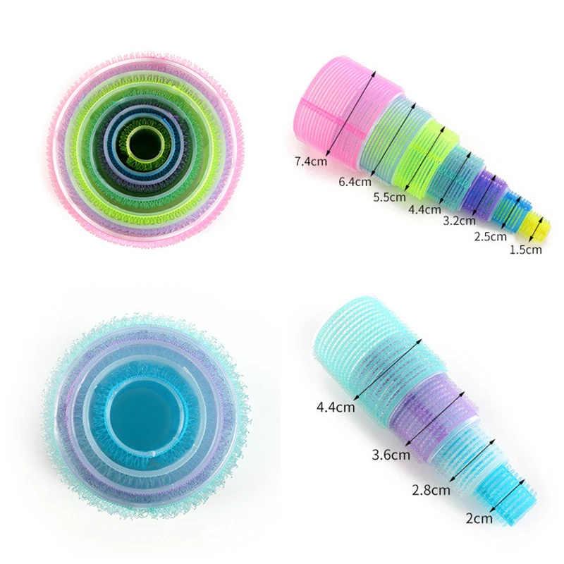 6pcs Self-Grip Hair Rollers Heatless Hair Curlers No Heat Bangs Volume Roller Salon Dressing Curlers Styling