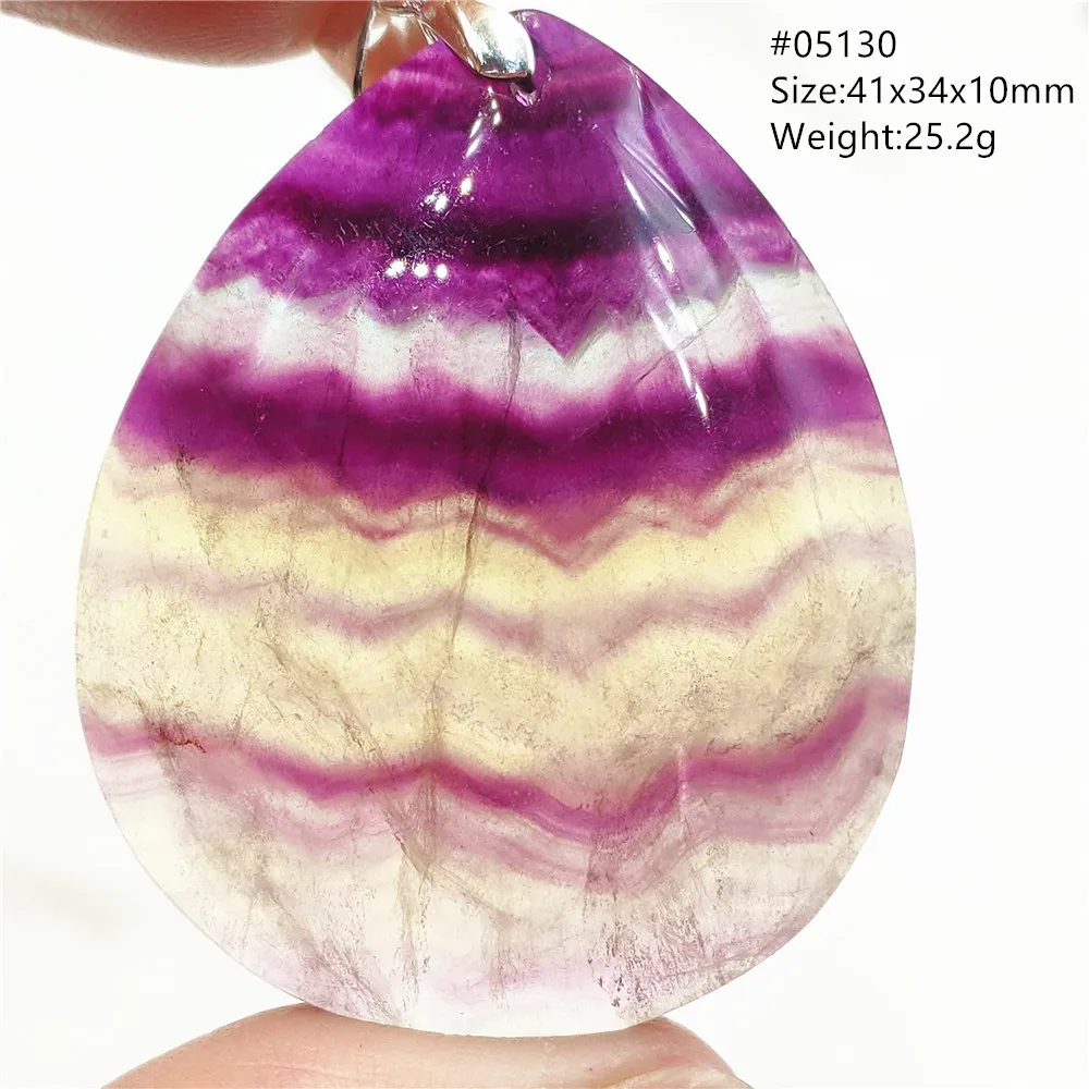 Fluorite Pendant Necklace Natural Colorful Purple Fluorite Quartz Bead Pendant Necklace Water Drop Round Rainbow Purple Fluorite Women Men Jewelry