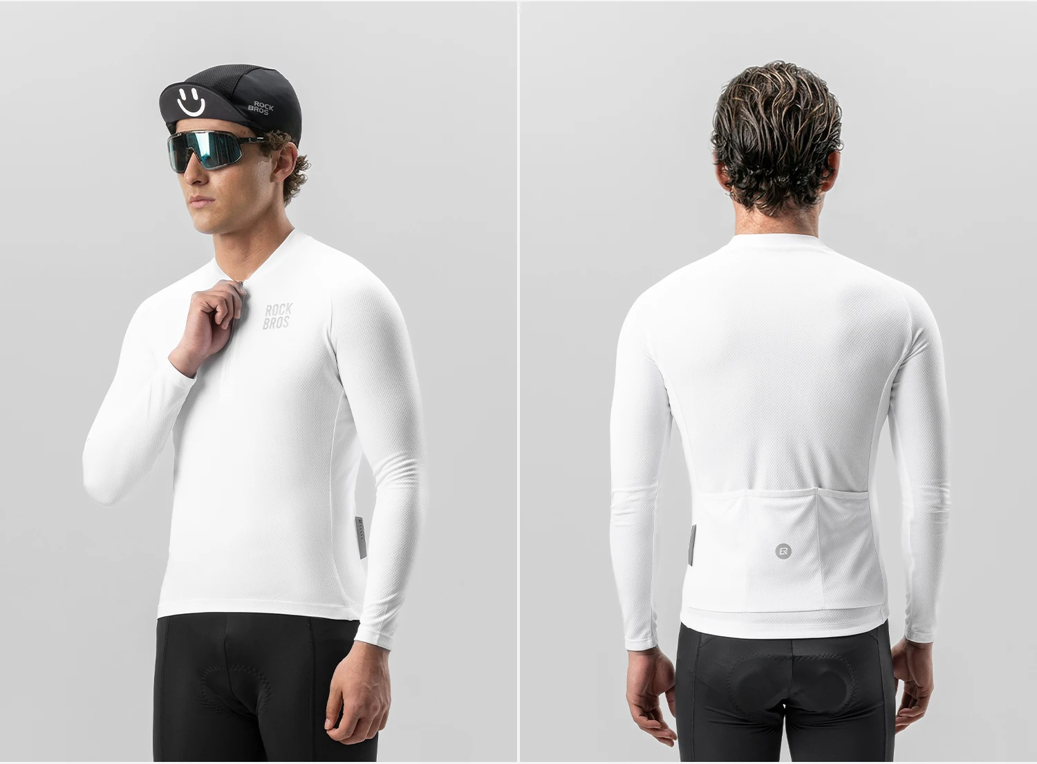 ROCKBROS Frühling Sommer Radtrikot Leichtes Atmungsaktives Langarm-Trikot Halber Reißverschluss POLO-Oberteil Herren Radsportbekleidung – Detail 12