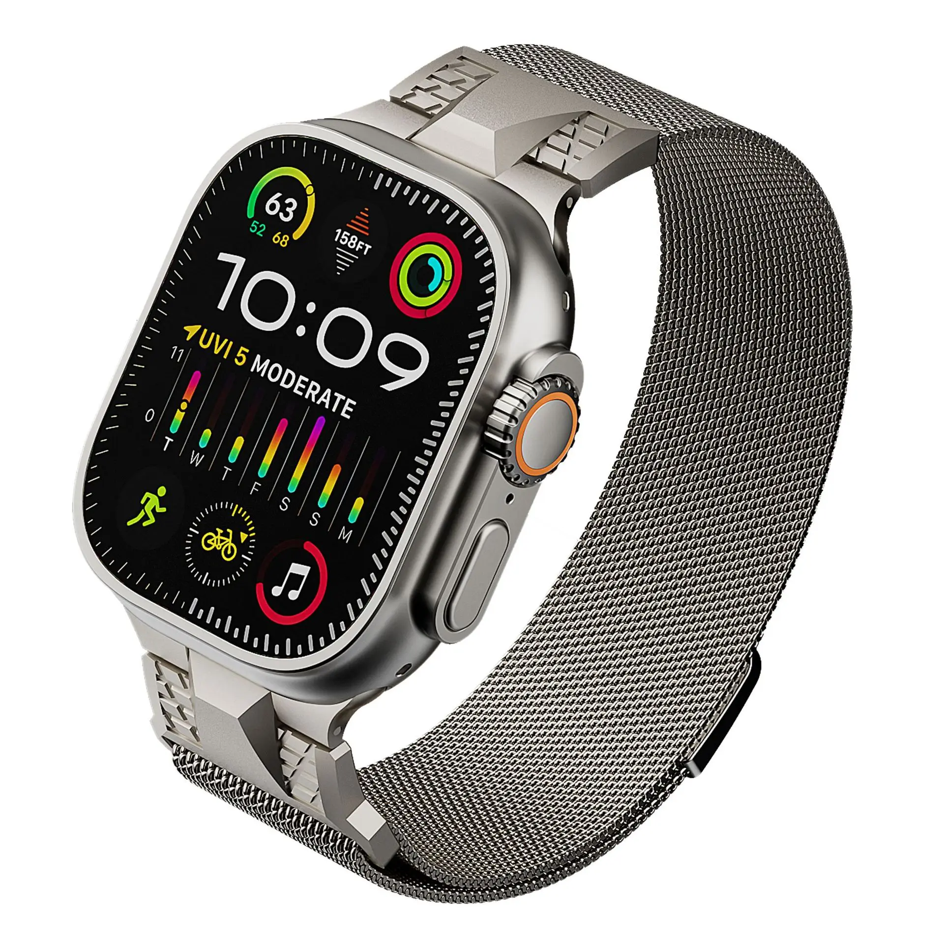 

Подходит для Apple Watch 123456789 Gen SE All Series Watch 42/44/45/49 мм Mech Milan металлический ремешок