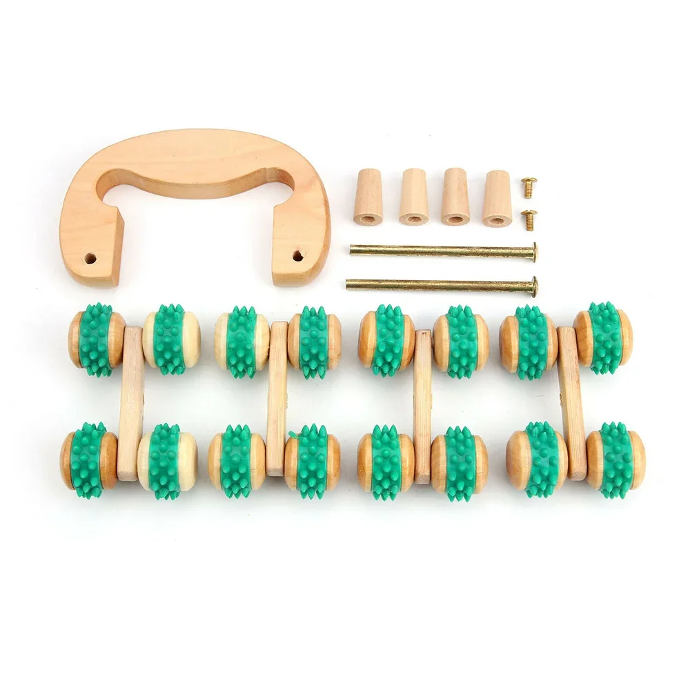 Manual Wooden Massage Roller Tool, Wood Back Massage Roller for Neck Leg Back Deep Tissue Muscle Relax Massage
