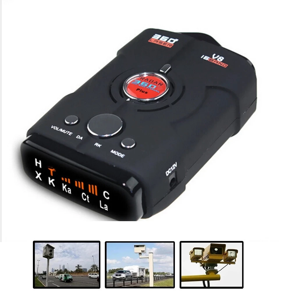 Anti Radar Car Detector Radar Mini V8 Original 360 Degree Full Band P -X- K- Ka- L-C- H Russian/English Voice LED Light Display