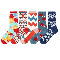 5 paires nouveaux hommes femmes coton chaussettes décontracté coloré chaussettes équipage chaussettes rue Skateboard chaussettes heureux drôle Harajuku Sox Meias 2