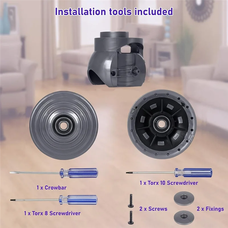 B90B-V Ball Wheels + Vacuum Cleaner Head Connector For Dyson V10 V11 V15 Replacement Parts, 100W High Torque Cleaning Head