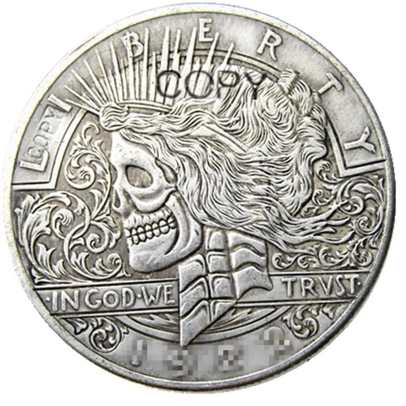 HB(41) США Хобо 1922 Мир доллар Череп Зомби Скелет посеребренные копии монет