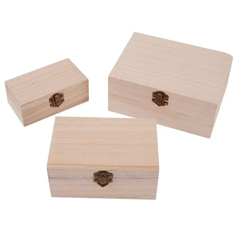 Plain Wooden Clamshell Jewelry and Storage Box