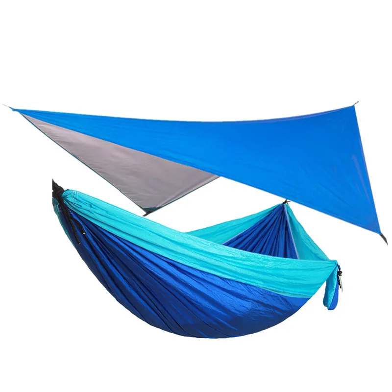 Camping Hammock Includes Mosquito Net, Rain Fly, Tree Straps, Perfect for Camping Lightweight Nylon Portable Single Hammock 