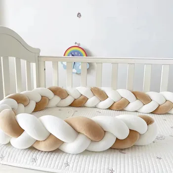 Lettino Paraurti Culla Anticollisione Protezione neonato Nodo Treccia Cuscino Cuscino Protezione per lettino Set biancheria da letto per culla 1M/2M3M/4M