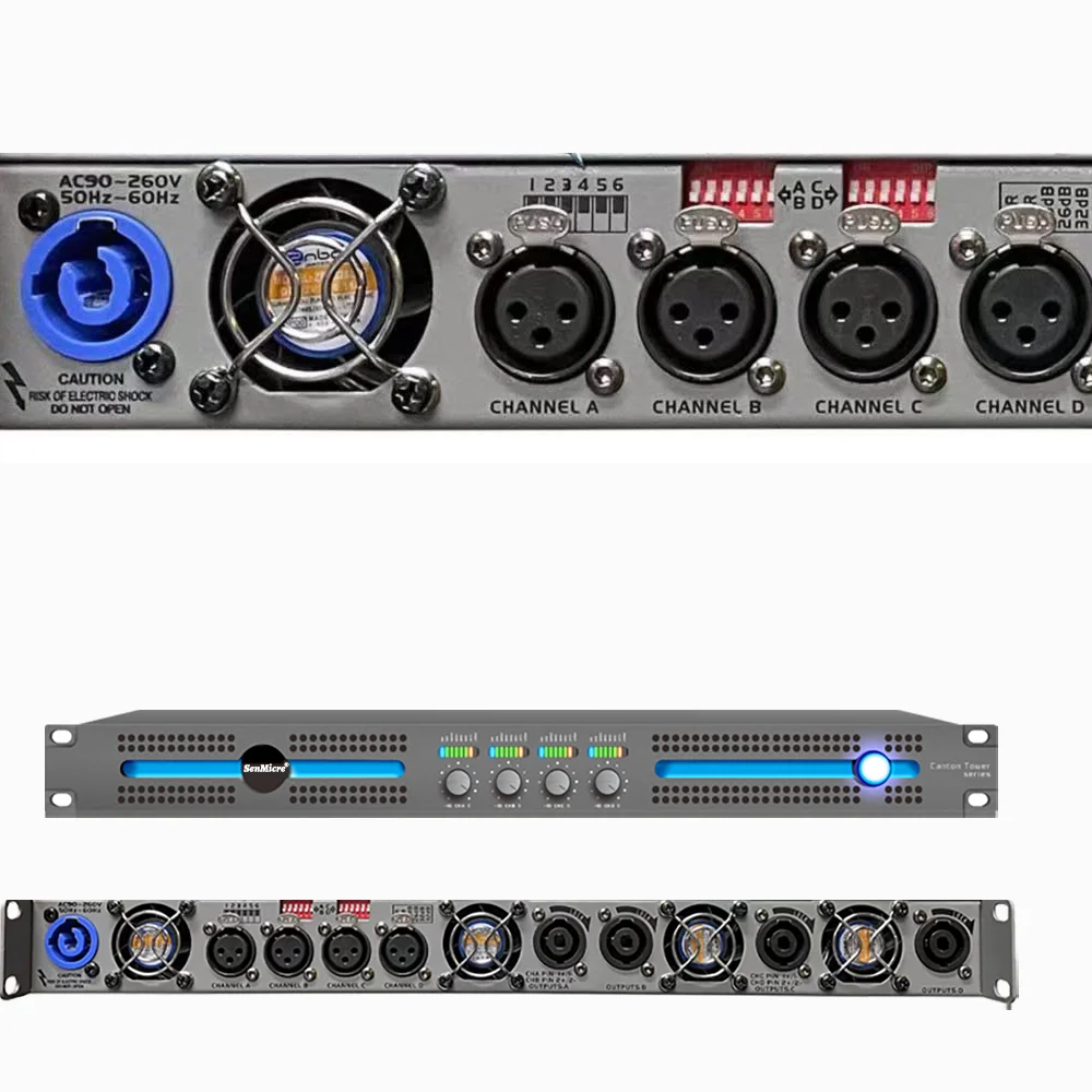 SenMicre CT4.20 전문 디지털 파워 앰프 4채널 4X2000W 8옴 1U 라인 어레이 스피커 앰프 DJ 서브우퍼 앰프