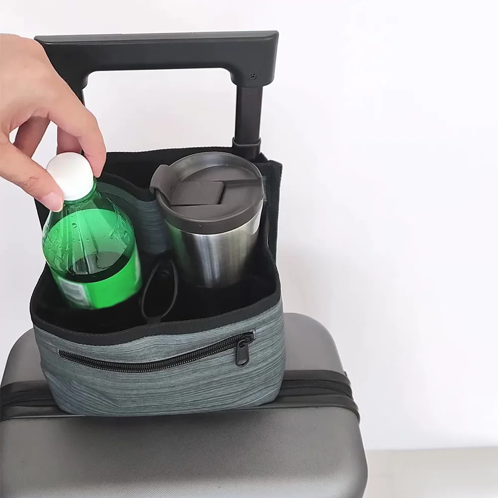 Luggage Travel Cup Holder Hands Free Travel Luggage Drink Bag Multifunction Beverage Holder Caddy for Suitcase Handles