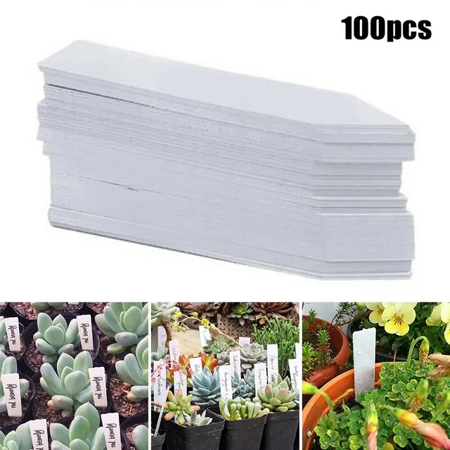100PCS White Waterproof Plant Labels Plastic Garden Labels For Planting Nursery Seedling Tray Markers DIY Garden Decorating Tool 1