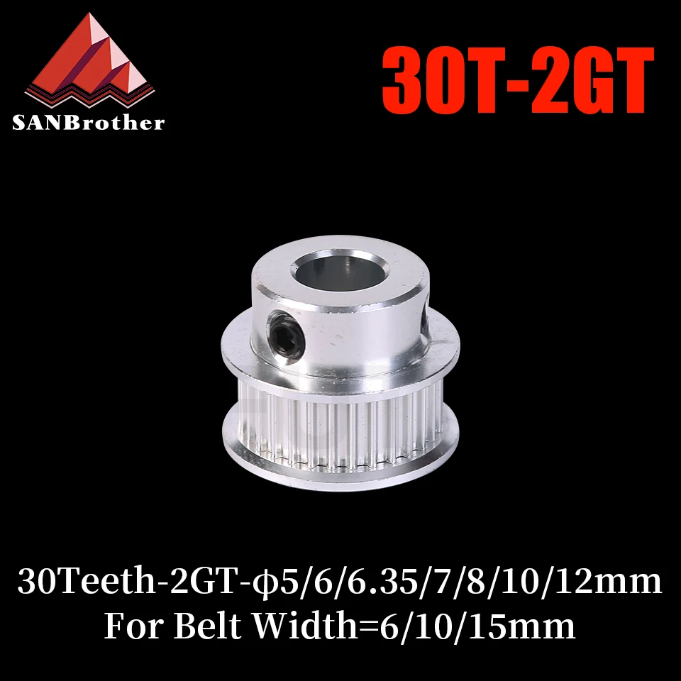 30 teeth GT2 Timing Pulley Bore 5mm 6mm 6.35mm 8mm for belt used in linear 2GT pulley 30Teeth 30T