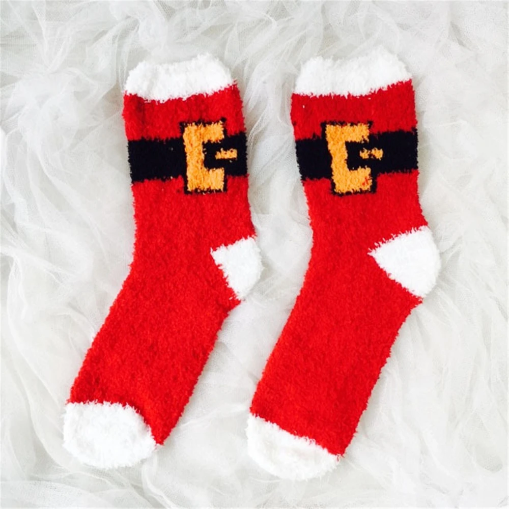 3 Paare/los Weihnachten Verdickung Frauen Schöne Plüsch Warm Halten Schlafen Schlafzimmer Lustige Nette Socken Winter Kawaii Neuheit Geschenk – Detail 24