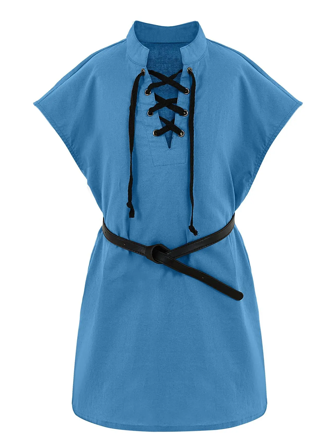 Túnica pirata para novios del Renacimiento medieval para niños, disfraz de LARP con cordones, camisa de guerrero vikingo de la Edad Media
