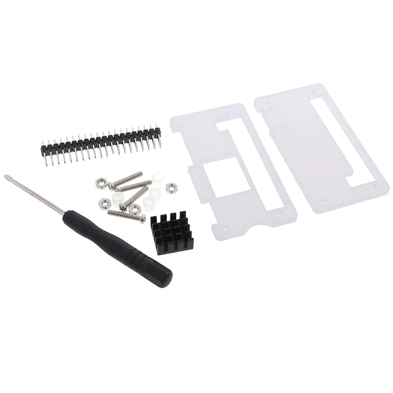 Acryl gehäuse 4 in 1 Kit für Himbeer Pi Null Acryl Abdeckung Schale Aluminium Kühlkörper GPIO 40 Pin Stecker Schrauben dreher – Detail 25
