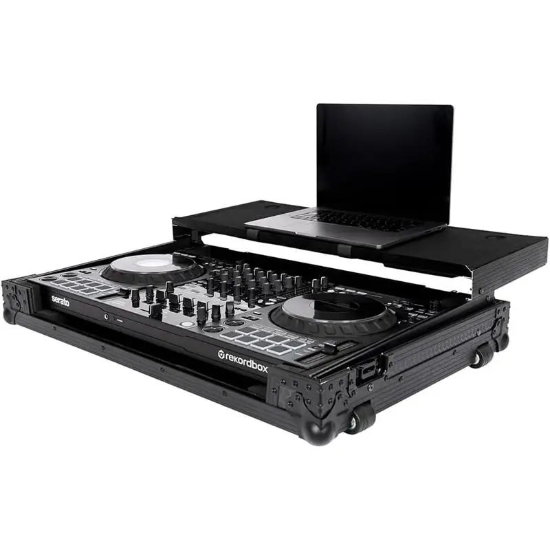 Black DJ Flight Case DDJ-FLX10 Laptop Platform & Wheels