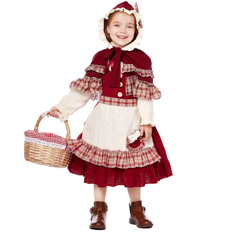 

【In Stock】SanyMuCos Halloween Cosplay Costume Little Red Riding Hood Clothes Stage Drama Performance Dress Lolita Soft Dress