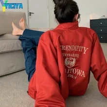 

YICIYA Casual Embroidery Jacket Women's Coat Spring 2022 Women Autumn Jacket Loose Long Stand Collar Cardigan With Cotton Jacket