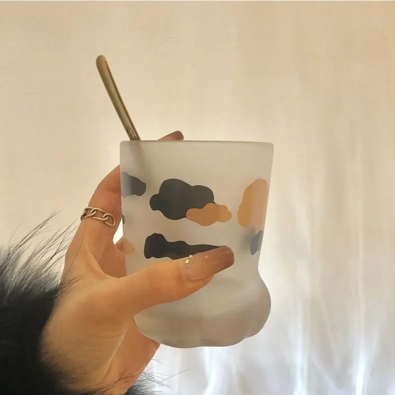 Double Wall Glass Cup Cat&rsquo;s Claw Cup Cute Glass Couple Creative Cat&rsquo;s Foot Cup Household Water Ins Casual Breakfast Glass