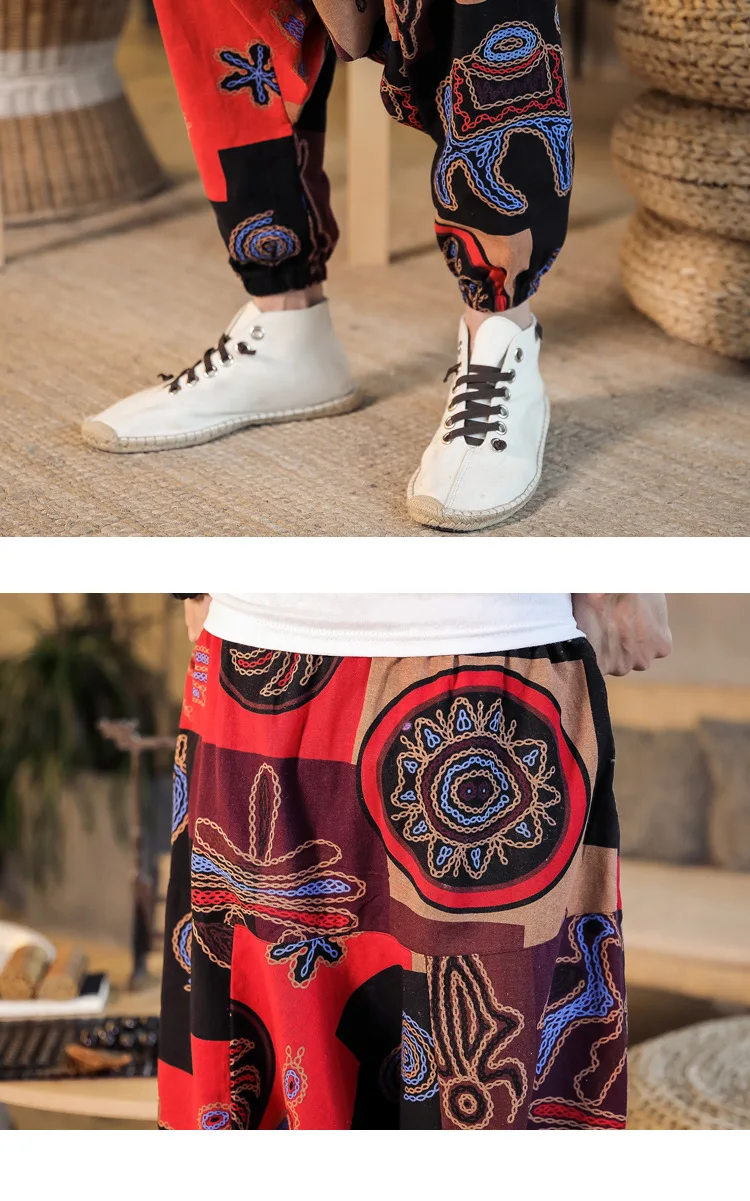 2022 Summer Mens Baggy Cross Pants Men Women Hip-hop Print Wide Leg Pants Male Casual Vintage Long Trousers mens harem joggers