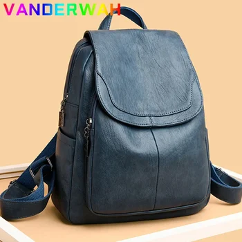 Zaino in vera pelle da donna borsa a tracolla femminile di moda Sac a Dos Ladies Bagpack borse da scuola Mochilas per ragazze adolescenti 2024 1