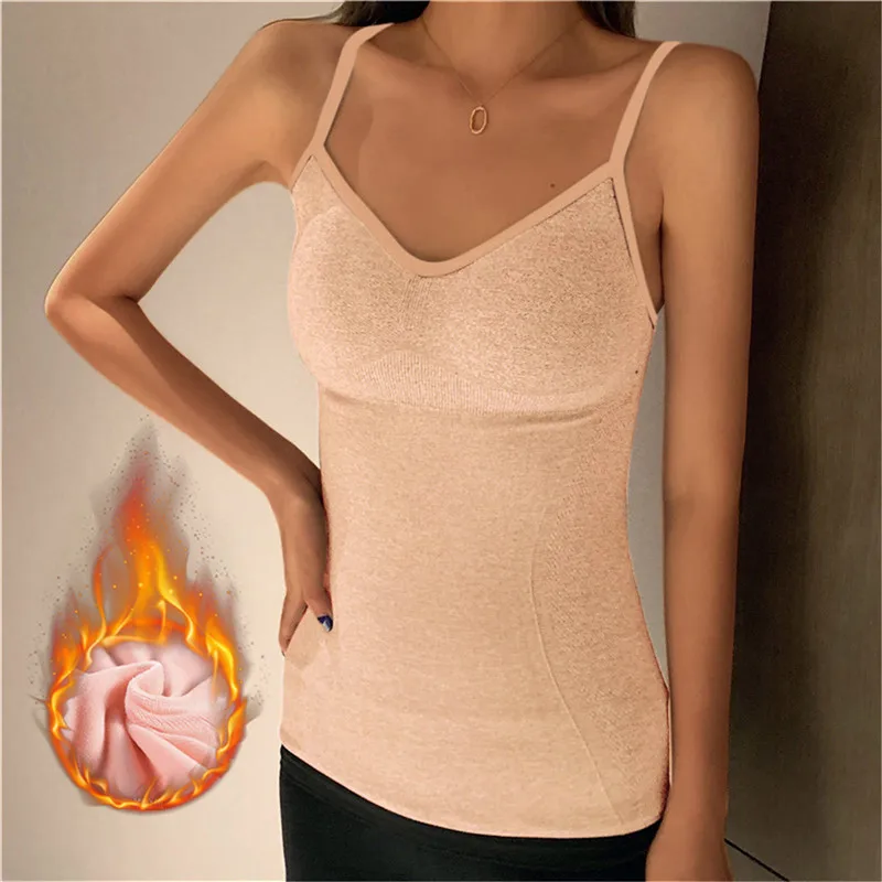 Winter Women Thermal Vest Velvet Underwear Thick Warm Cross Strap Tank Top  Fleece Camisole Slim Warm Sling Female Thickened Vest - AliExpress