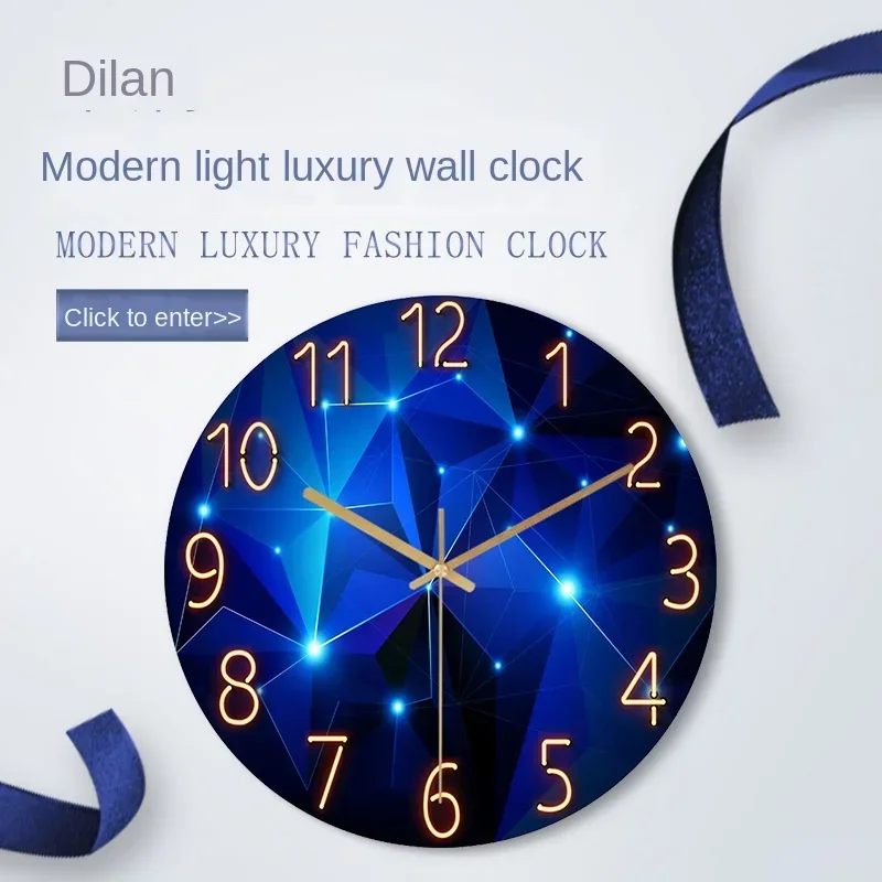 

Glass Living Room Wall Clock Quartz Clock Pocket Watch Modern Minimalist Mute Clock