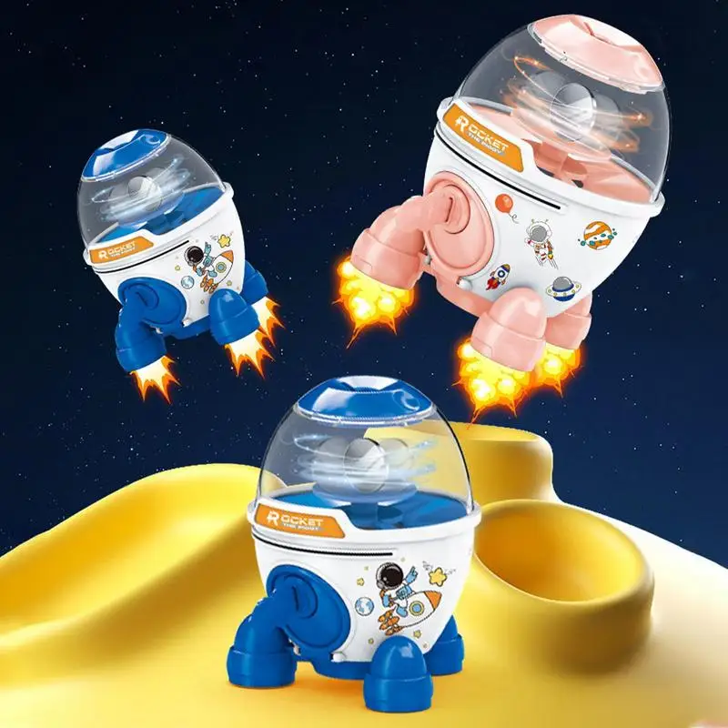 Cartoon Rocket Piggy Bank With Stickers And Lock Electronic Safe Box Money Boxes For Children Digital Coin Cash Saving Xmas gift