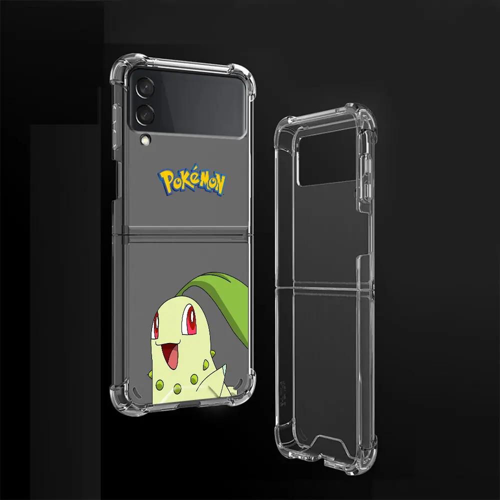 Cartoon Pokemon Pikachu Phone Case For Samsung Galaxy Z Flip 3 5G Funda Z Flip3 Clear PC Hard Shockproof Cover Shell Airbag case for samsung z flip 3