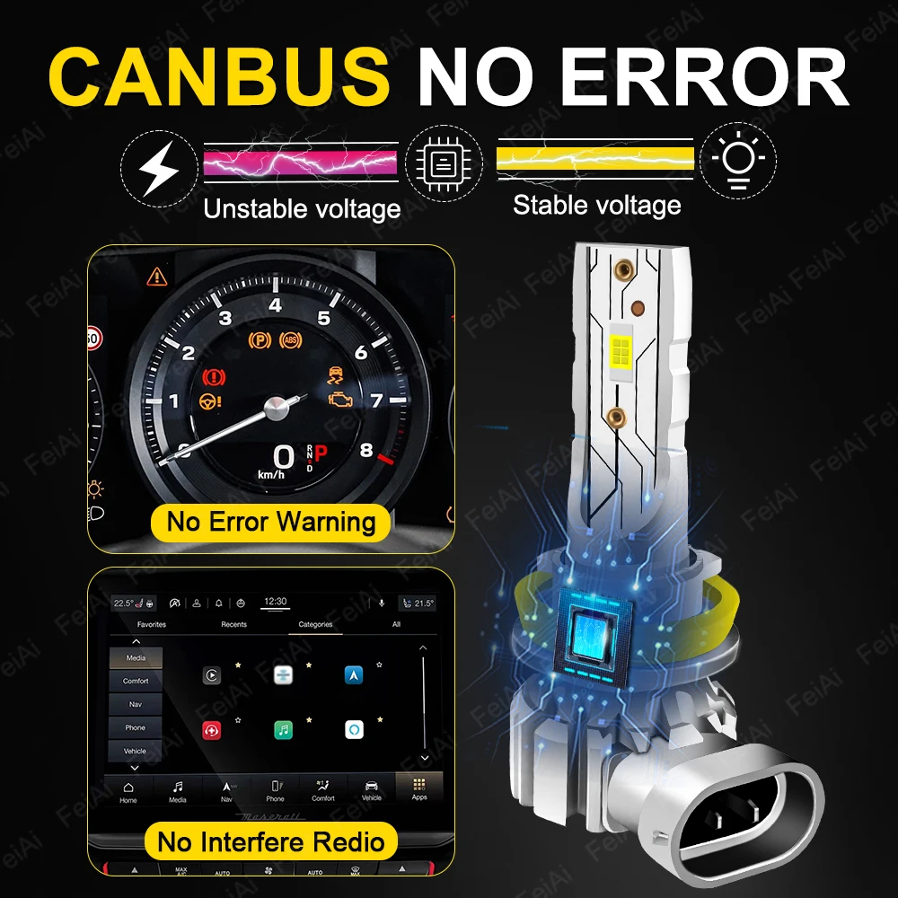 시트 레온 1P 5F 악세사리용 H11 LED 옐로우 안개등, 고출력 H11 LED 램프 전구 (2009 2010 2011 2012 2013-2020년식 차량용)