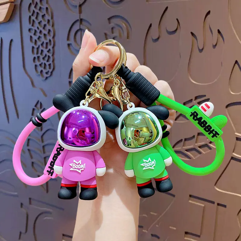 

Брелок для ключей с изображением крутого кролика, Женский двойной милый кролик, подвеска для автомобильной сумки, креативные маленькие подарки, оптовая продажа