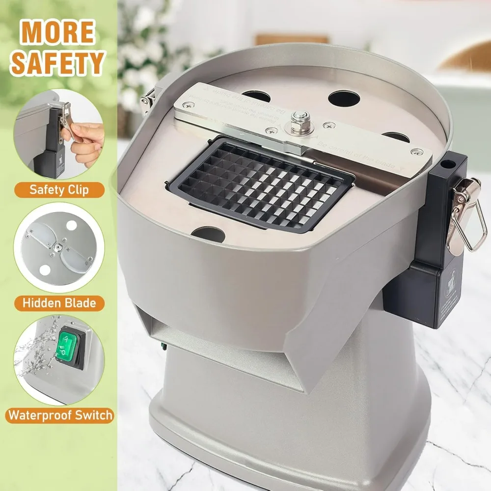 Multi-Functional Electric Vegetable Chopper with Adjustable Mandoline Slicer and Dicer for Shredding, Slicing, and French Fry Cu