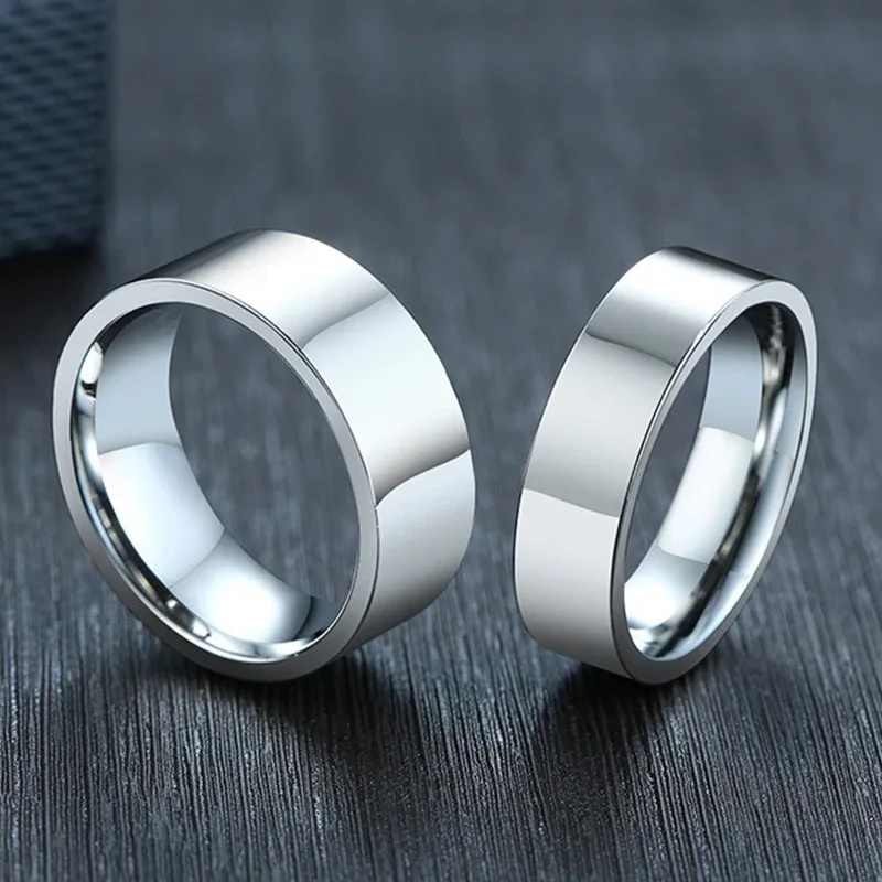 3/4/6/8mm Wide Stainless Steel Rings High Polished New Fashion Classic And Generous For Men's And Women's Кольцо Jewelry Gift