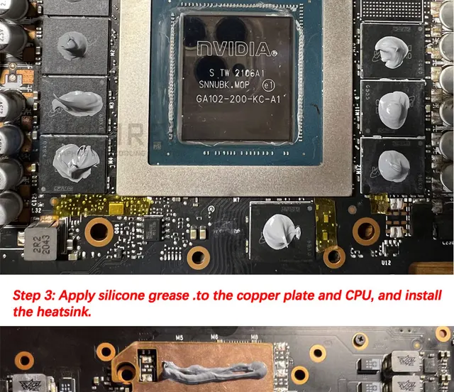 3090 Graphics Card Power Train RAM Nickel Plated Copper Heatsink