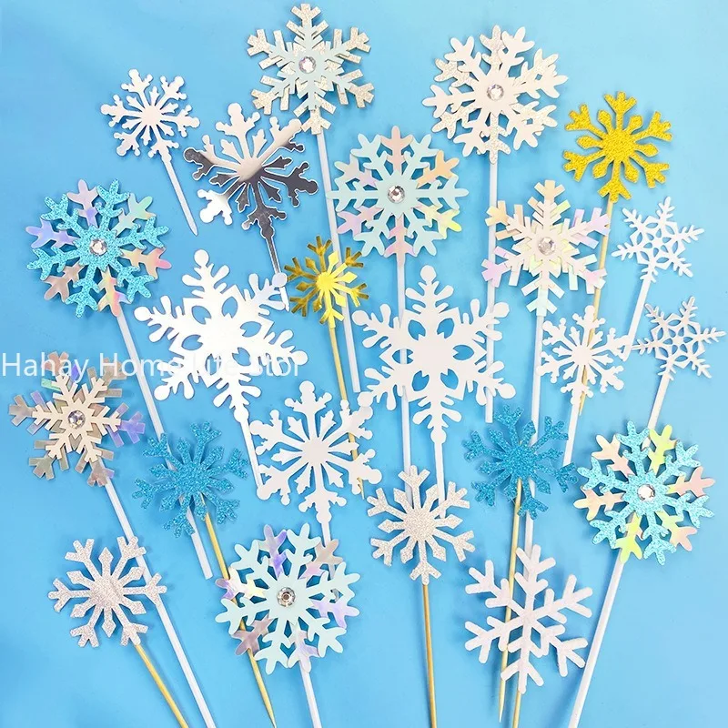 Toppers Flocons de Neige Scintillants pour Gâteaux d'Hiver