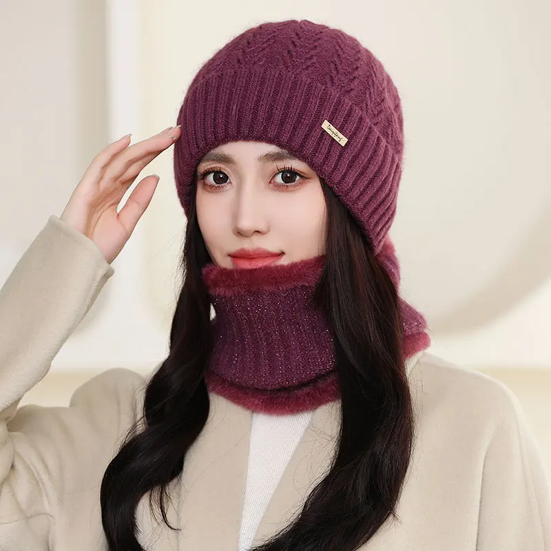 

Fashion Rabbit Hair Twisted Knitted Pullover Hat Middle-aged and Elderly Padded Warm Cold Woolen Cap Ms. Mother Hats