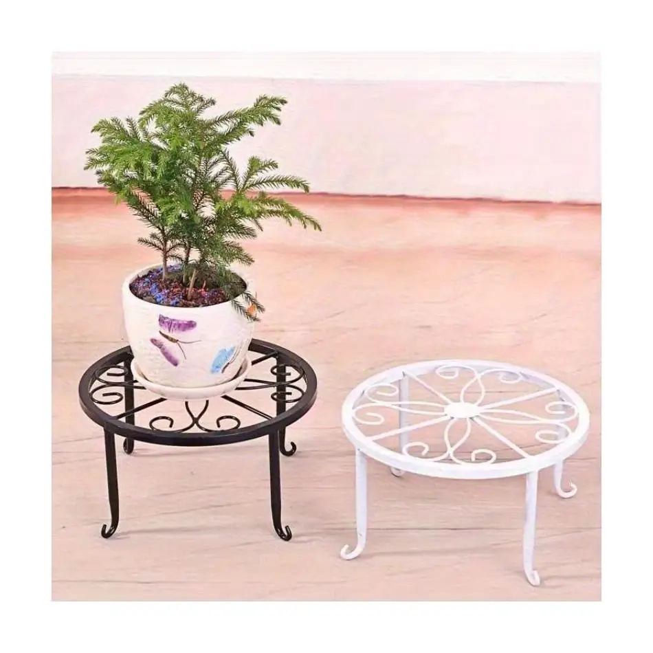 Vintage Heavy Duty Cast Iron Metal Flower Pot Holder for Indoor and Outdoor Use