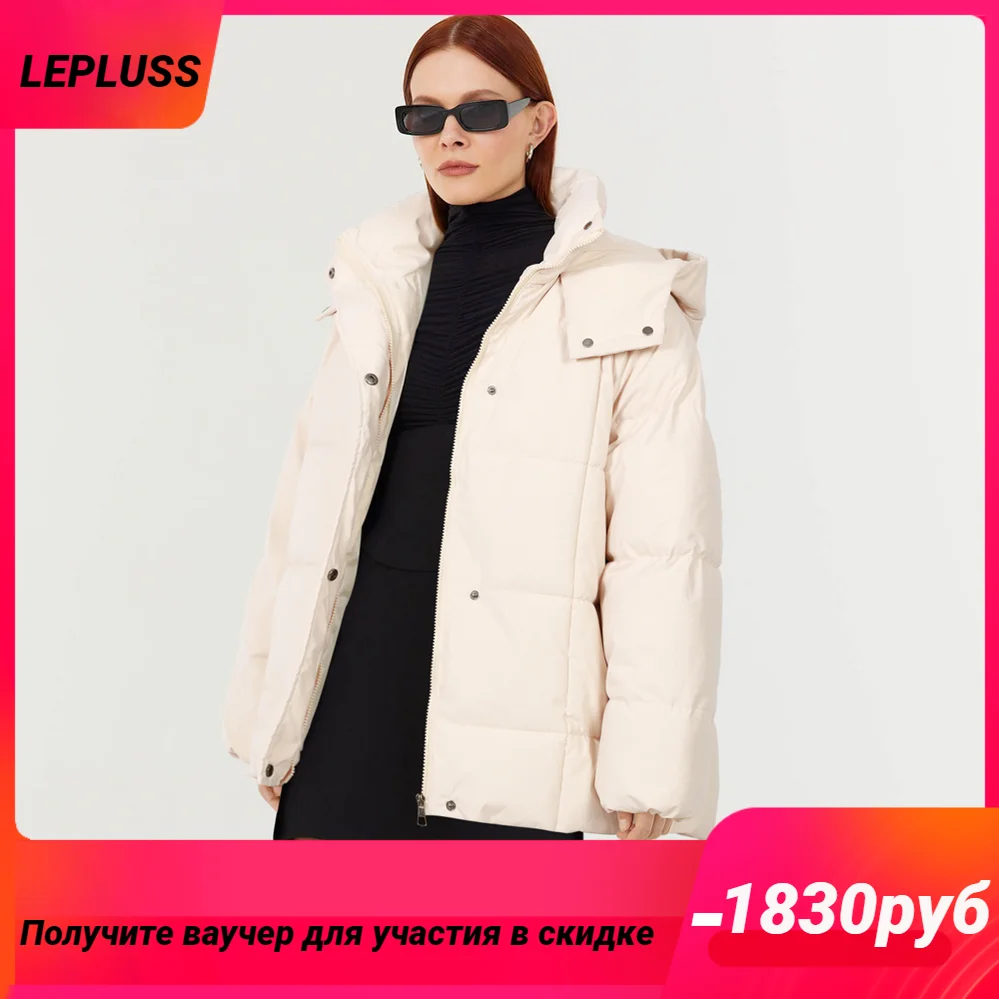 

New winter women's cotton jacket Solid mid-length thermal jacket Hooded casual windproof cotton clothing