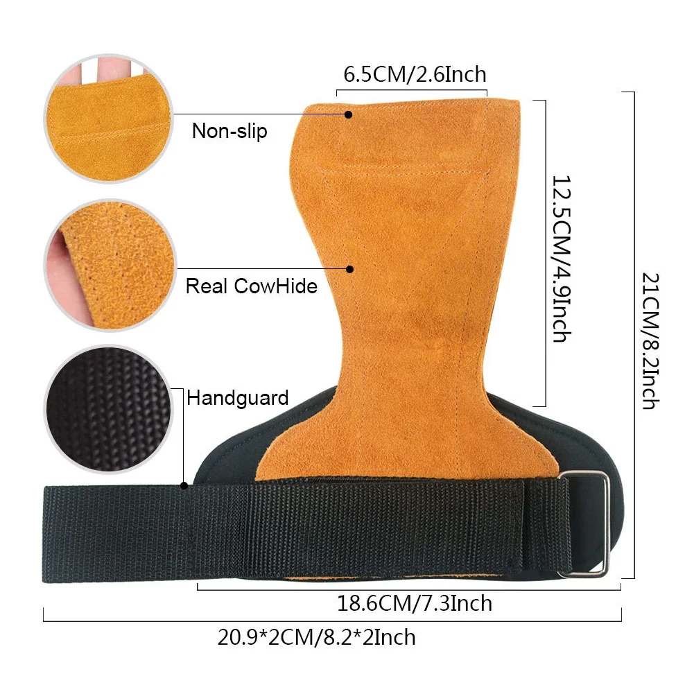 Bench Press Weight Lifting Wrist Hooks Straps Cowhide Deadlift Gloves and Grip Pads for Fitness Gym Training Dumbbell Pull-Up 5