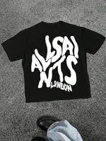 T-shirt avec texte élastique de Londres, chemise graphique à police audacieuse, adaptée aux vêtements de style de rue pour hommes, adaptée à toutes les saisons, confortable et ajustée, cadeau idéal 1