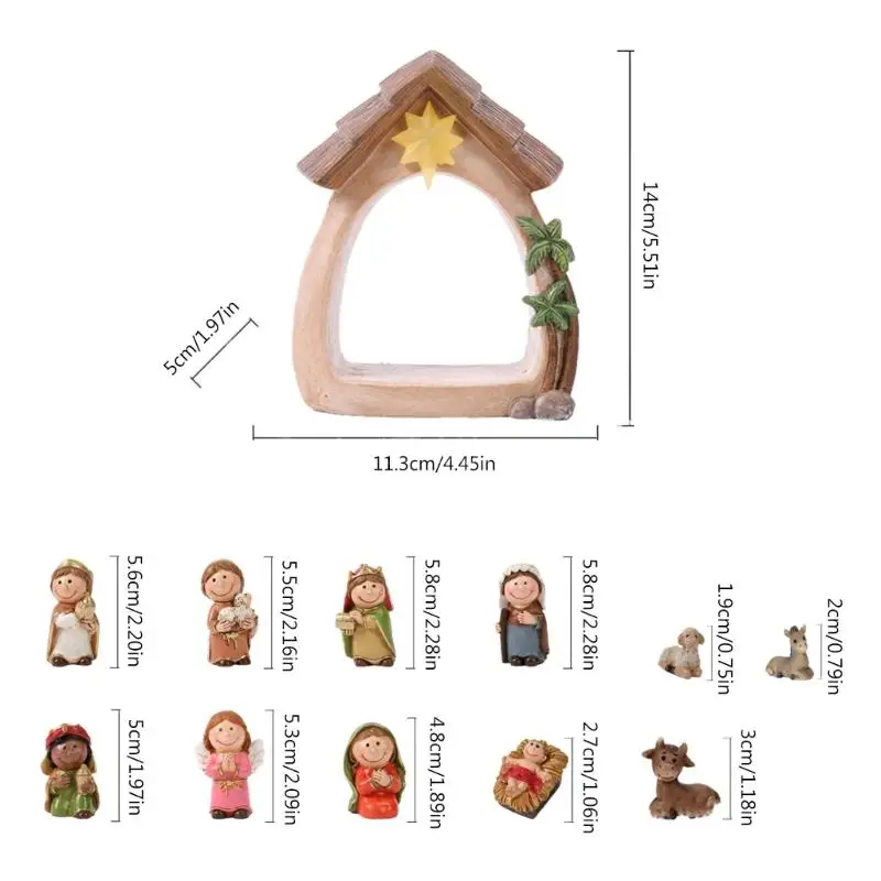 Holy Crib Figurine with Light Resin Catholic Religious Christmas Nativity Church