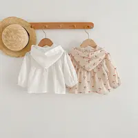 Vêtements d'été fins pour nouveau-nés filles, vêtements de Protection solaire, imprimé cerise, manteau à capuche, veste ventilée, vêtements pour enfants 2