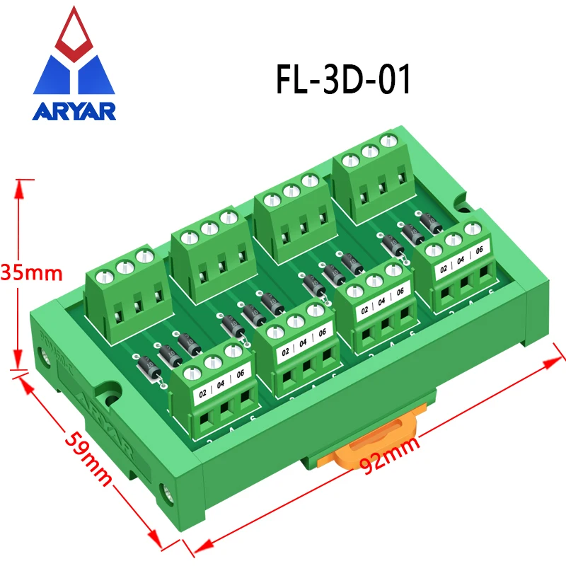 12 Channel diode module DIN Rail Mount 1 Amp 1000V Common Anode 12